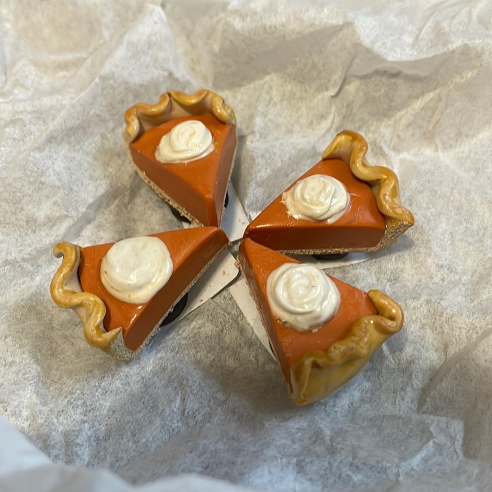 Handmade Miniature Polymer Clay Pumpkin Pie Slice Magnets Set of 4